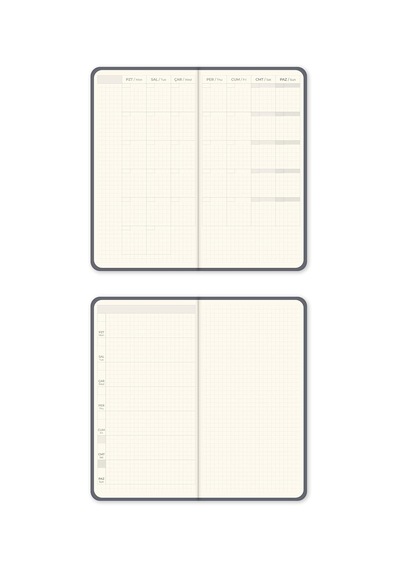Charmlı Süresiz Haftalık Planlayıcı Cep Ajanda 9x17 Cm Füme Genel