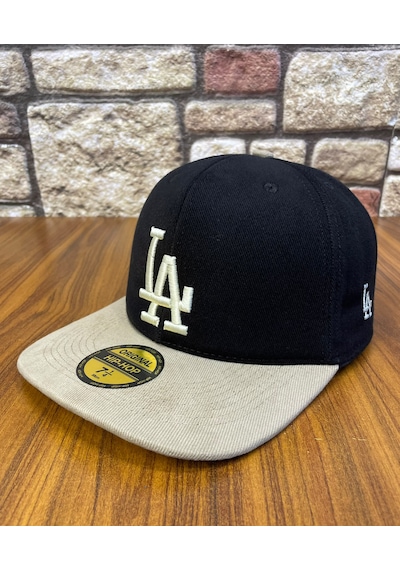 Hamze La Losangeles Nakışlı Hiphop Snapback Rapper Drip Şapka Cap Siyah - Bej