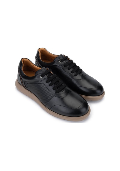 Tamer Tanca Erkek Hakiki Deri Siyah Sneakers & Spor Ayakkabı 1093 1198 Erk Ayk Y25 Sıyah Nappa Dr Siyah