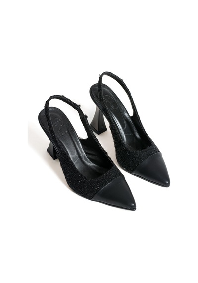 Duxal Shoes Magnolia Kadın Bej Topuklu Ayakkabı Siyah