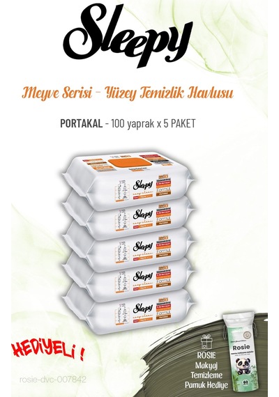 Sleepy Portakal Yüzey Temizlik Havlusu 100 Yaprak X 5 Paket Ve Rosıe Tekli