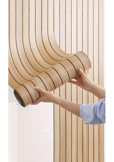 60cm X 280cm 1 Adet Kendinden Yapışkanlı Krem Lambiri Desenli Duvar Paneli Kağıdı Yg002 Krem