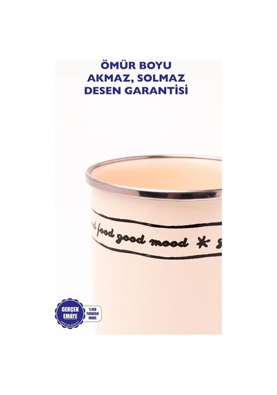 Mood Emaye Kupa 400ml Beyaz - Çok Renkli
