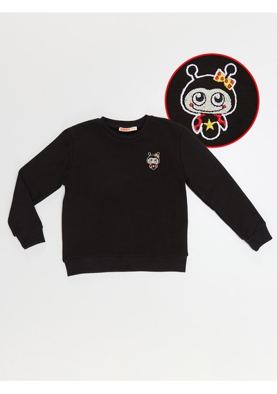 Uğurböceği Kız Çocuk Siyah Sweatshirt