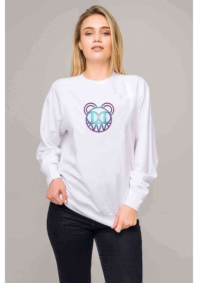 Radiohead Baskılı Beyaz Kadın Sweatshirt