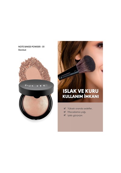 Cosmetics Baked Powder 01 Stardust Işıltılı Bitişli Highlighter Toz Yüz Pudrası Diğer