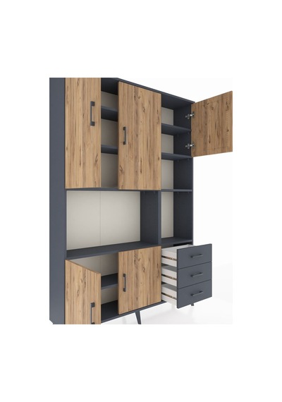 Arges Dolap 9 Raflı 3 Çekmeceli 5 Kapaklı 132x30x195 Antrasit-çam/antrasit Atlas Çam/antrasıt Arges Dolap 9 Raflı 3 Çekmeceli 5 Kapaklı 132x30x195 Antrasit-çam/antrasit Atlas Çam/antrasıt