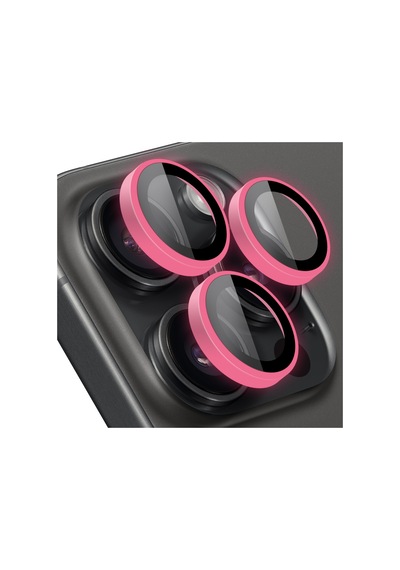 Buff Apple Uyumlu iPhone 15 Pro Max / 15 Pro Neon Metal Lens Koruyucu Pembe