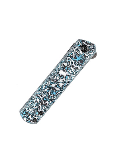 Kansept Foosa Kayma Eklemi/flipper Kamp Bıçak Mavi Beyaz Karbon Fiber Sap Damascus Çelik Kamp Çakı K2020t2 Kum