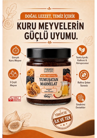 Makarna Lütfen! Yumuşatan Marmelat Kuru İncir-kayısı-erik - 190 Gram