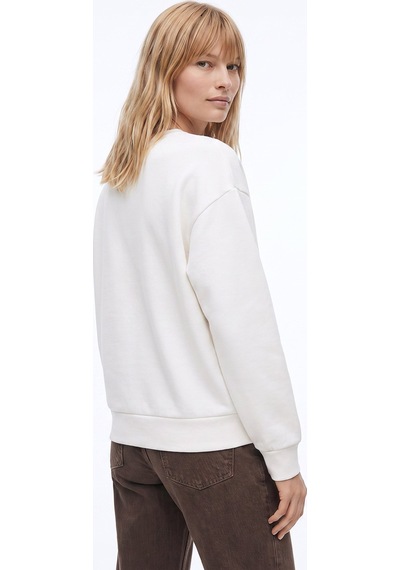 Fabrika Beyaz Kadın Bisiklet Yaka Loose Fit Nakışlı Sweatshirt F6wl-swt0105 Kırık Beyaz