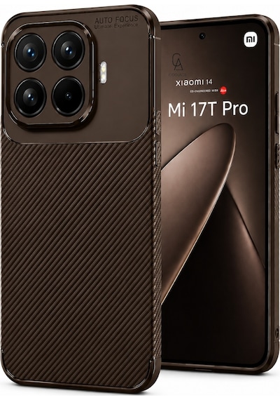 Xiaomi Mi 17t Pro Uyumlu Kılıf Karbon Tasarım Kamera Korumalı Silikon Telefon Kılıfı Kapak Kahverengi