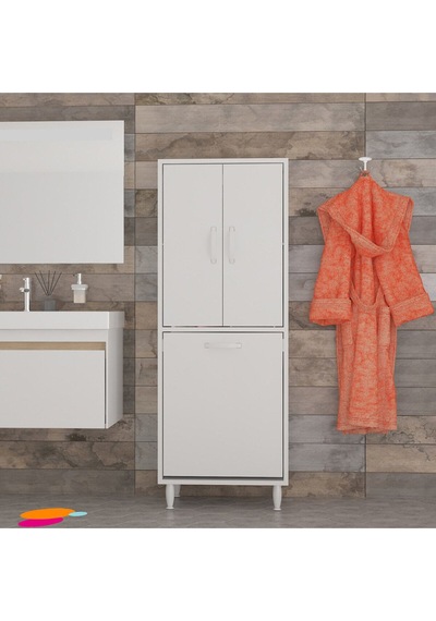 Kirli Sepetli Banyo Dolabı Beyaz