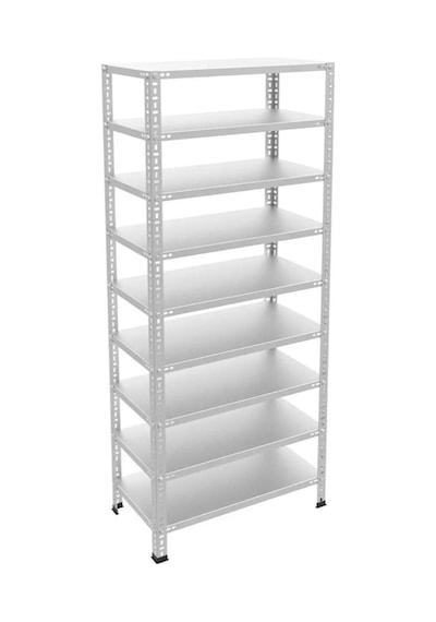 9 Katlı Galvaniz Çelik Raf - Depo, Arşiv, Kiler, Dosya, Market Rafı 31x60 Cm-200 Cm-0.70 Mm Gri