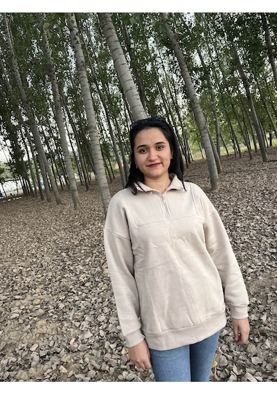 Fermuarlı Polo Yaka Kazak/ Sweatshirt Gri
