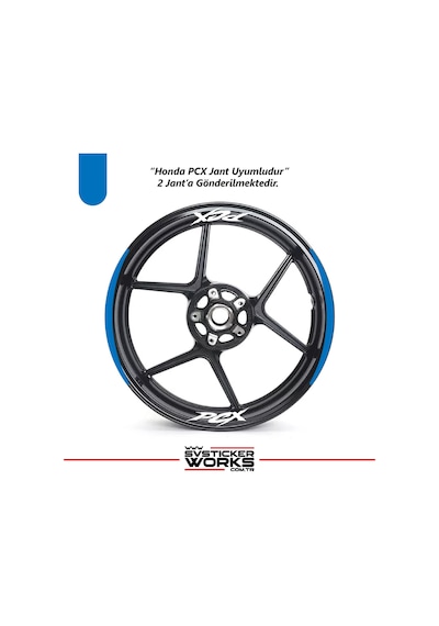 Honda Pcx Motosiklet Jant Şeridi Sticker Set Ay Modeli Mavi