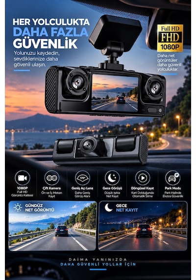 Full Hd 1080p Döngüsel Kayıtlı Araç Kamerası