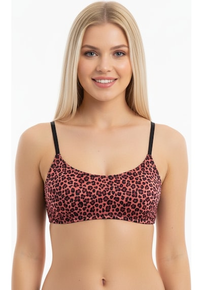 Bonbon Kadın Balensiz Desteksiz Scoop Bralet Sütyen Ve Slip Külot 2'li Takım Bb2258 Neon Leopar