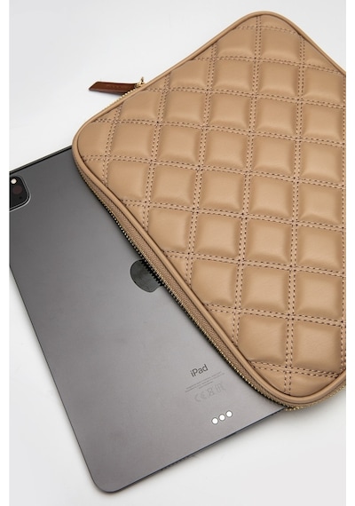 Apple Uyumlu - Unisex iPad Air Pro & Matepad Galaxy Tablet Kılıfı 11" Deri Kapitone -vizon