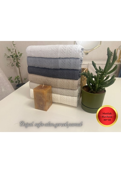 Goldroom Home Pamuklu Püsküllü, Jakarlı 30x50 12 Li Mutfak Havlusu 6 Renk