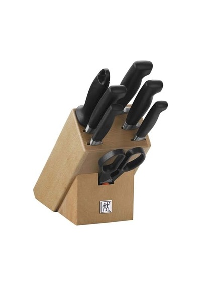 Zwilling Four Star 8 Parça Blok Bıçak Seti Doğal Ahşap Bloklu, Paslanmaz Çelik Ve Ahşap, Siyah 6999