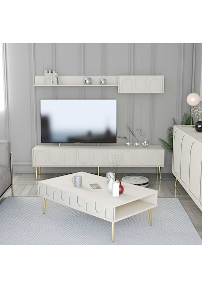 Variant Lyon 3 Lü Salon Takımı - Krem / Altın
