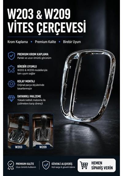Mercedes W203, W209 Vites Çerçevesi - Nikelajlı Metalik Gri