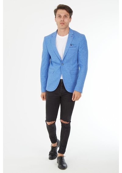 Sposo 5126 Dar Kalıp Yarım Astarlı İndigo Erkek Blazer Ceket İndigo