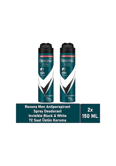 Rexona Black & White Invisible 72 Saat Erkek Sprey Deodorant 2 x 150 ML