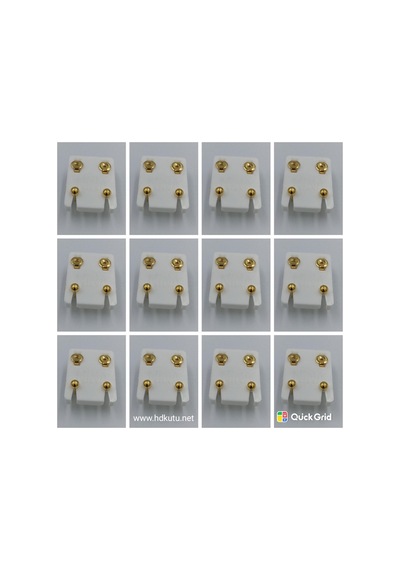 Gold Top Kulak Delme Küpesi 12 Çift Sarı