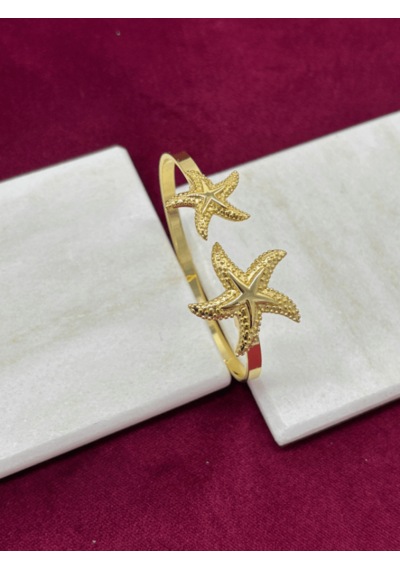 Çift Denizyıldızlı Vip Gold Ayarlanabilir Kelepçe Gold