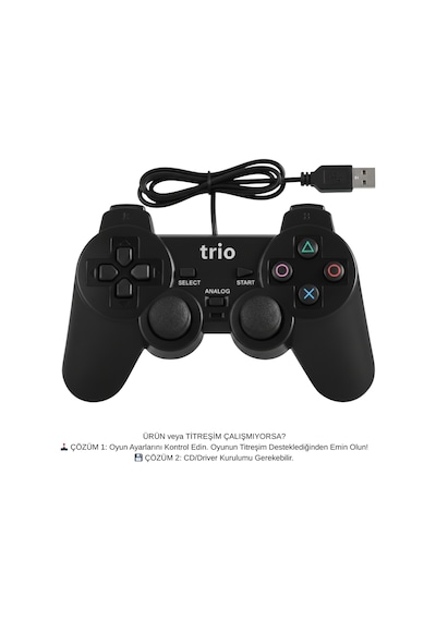 Trio Tr-900 Çift Titreşimli Double Vibration Usb Pc Gamepad Joystick