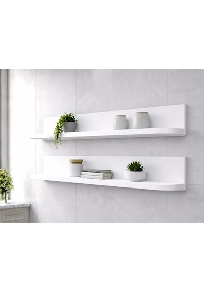Duvara Monte Katlanır Masa & 2 Li Raf Seti Mat Beyaz 60x90 Cm