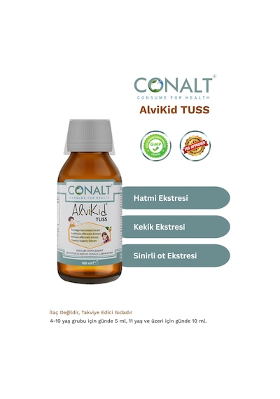 Alvikid Tuss Çocuklara Özel Bitkisel Ekstreler İçeren Premium Takviye 100 Ml Şurup