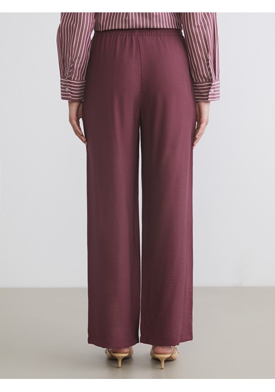 Lcw Modest Mürdüm Beli Lastikli Geniş Paça Kadın Pantolon