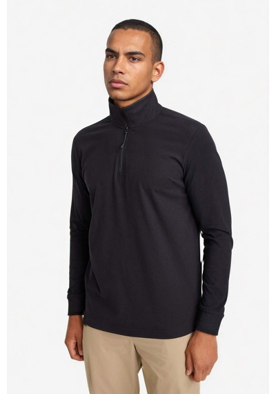 Defacto Defactofit Standart Fit Dik Yaka Yarım Fermuarlı Polar Sporcu Sweatshirt F2302ax25wnbk81 Siyah