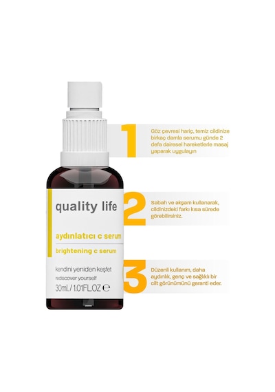 Quality Life Aydınlatıcı ve Cilt Tonu Eşitleyici Vitamin C Serum 30 ML