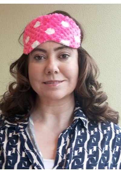 Caş Dekorasyon Koyu Pembe Renkli Benekli Peluş Uyku Bandı Koyu Pembe