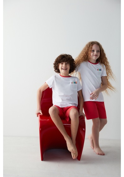 Penti Unisex Çocuk Pastel Boya Baskılı Pijama Takımı Çok Renkli