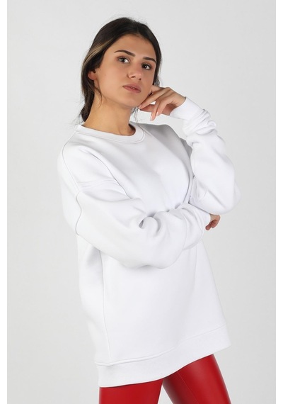 Kadın Sıfır Yaka Baskılı Sweatshirt 001