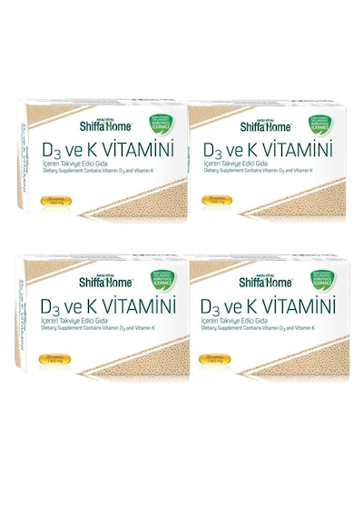 4 Adet Shiffa Home D3 Ve K2 Vitamini 1300 Mg Softjel