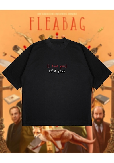 Tarzsokak Fleabag Baskılı Oversize Unisex Pamuklu Nefes Alan Kalın Kumaşlı Siyah