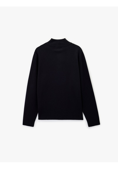 Koton Uzun Kollu Regular Fit Basic Yarım Fermuarlı Triko Kazak Lacivert 6wam70054ht Lacivert