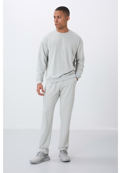 Tommy Life Taş Kompakt Pamuklu Kalın Pürüzsüz Dokulu O Yaka Comfort Fit Erkek Eşofman Takım -85263 Taş Rengi Taş
