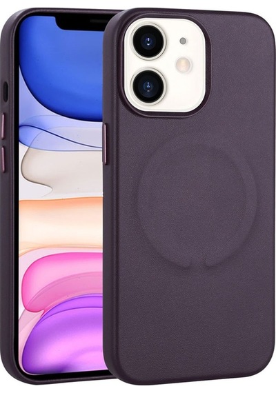 Apple Uyumlu iPhone 11 Kılıf Pu Deri M-safe Wireless Şarj Özellikli Zore Derix Kapak Derin Mor