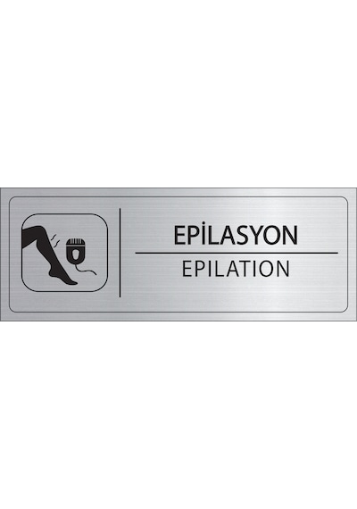 Mayeka Epilasyon İsimlik Gümüş Metal Kapı İsimliği Levhası Yönlendirme Tabelası