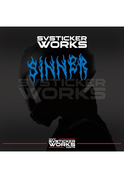 Sinner Kask Sticker Tüm Kasklar Uyumlu Tek Yön 1 Adet Mavi
