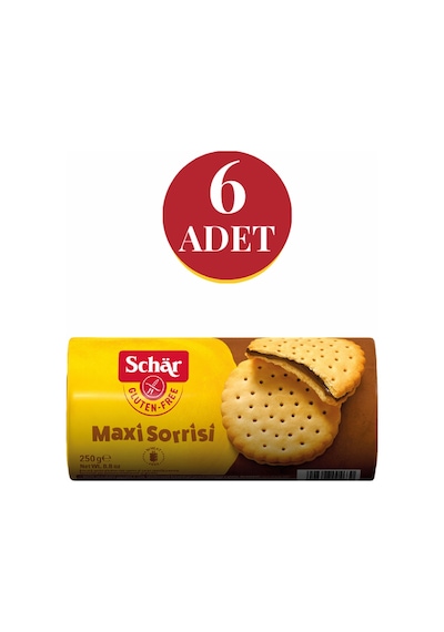 Schar Maxi Sorrisi Glutensiz Kakao Kremalı Bisküvi 6'lı 250 G