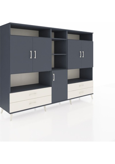 Hyperion Dolap 12 Raflı 4 Çekmeceli 5 Kapaklı 220x44x163 Antrasit Antrasit-antrasit/aytaşı