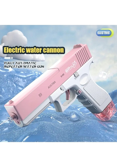 Elektrikli Otomatik Atış Yapan Çift Şaarjörlü Glock Su Tabancası Pembe Pembe